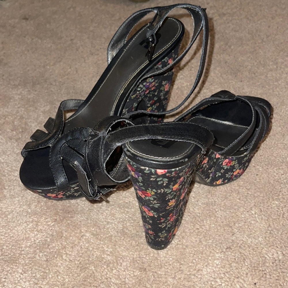 Black Floral Heels